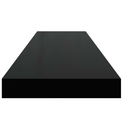 Svävande vägghyllor 4 st svart högglans 90x23,5x3,8 cm MDF