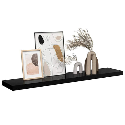 Svävande vägghylla svart högglans 120x23,5x3,8 cm MDF