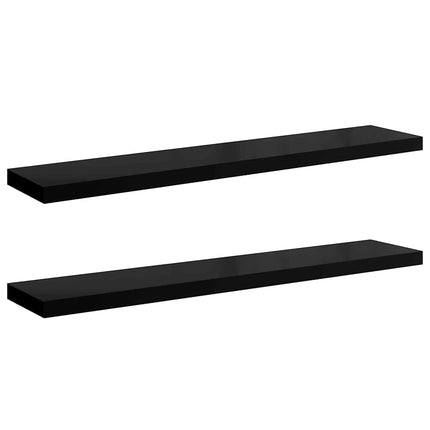 Svävande vägghyllor 2 st svart högglans 120x23,5x3,8 cm MDF