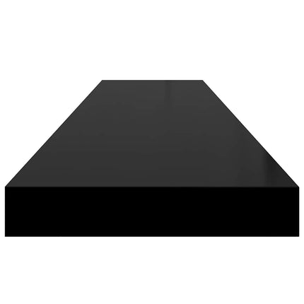 Svävande vägghyllor 2 st svart högglans 120x23,5x3,8 cm MDF