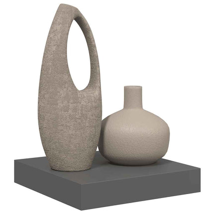 Svävande vägghylla grå högglans 23x23,5x3,8 cm MDF