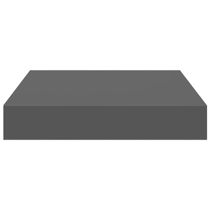 Svävande vägghylla grå högglans 23x23,5x3,8 cm MDF