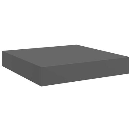 Svävande vägghyllor 2 st grå högglans 23x23,5x3,8 cm MDF