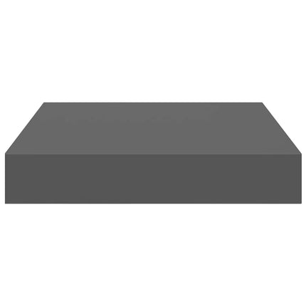 Svävande vägghyllor 2 st grå högglans 23x23,5x3,8 cm MDF