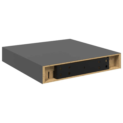 Svävande vägghyllor 2 st grå högglans 23x23,5x3,8 cm MDF