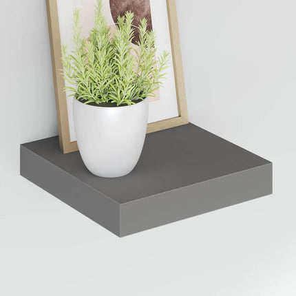 Svävande vägghyllor 4 st grå högglans 23x23,5x3,8 cm MDF