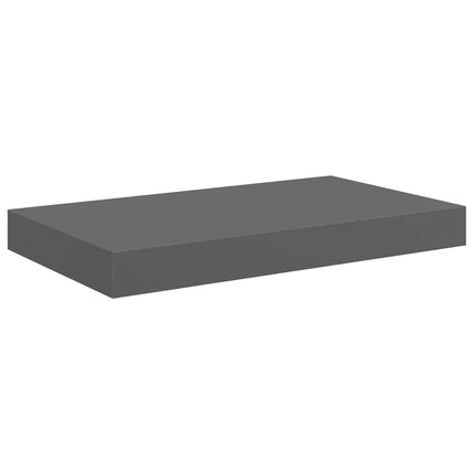 Svävande vägghylla grå högglans 40x23x3,8 cm MDF