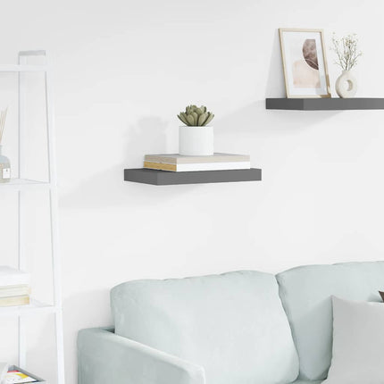Svävande vägghylla grå högglans 40x23x3,8 cm MDF