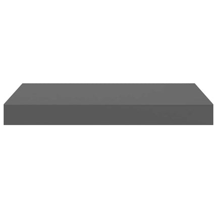 Svävande vägghyllor 2 st grå högglans 40x23x3,8 cm MDF