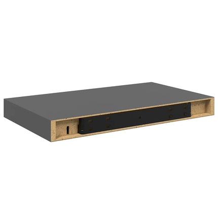 Svävande vägghyllor 2 st grå högglans 40x23x3,8 cm MDF