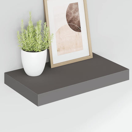 Svävande vägghyllor 4 st grå högglans 40x23x3,8 cm MDF