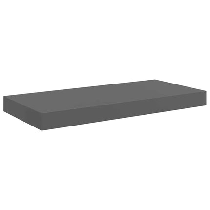 Svävande vägghylla grå högglans 50x23x3,8 cm MDF