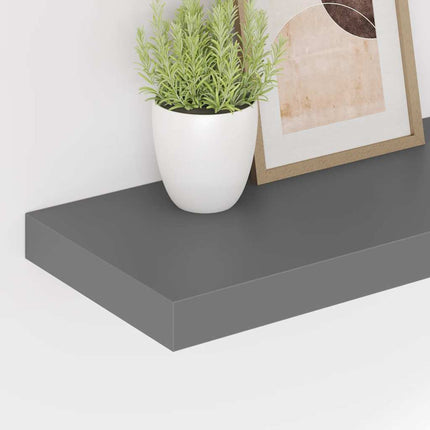 Svävande vägghylla grå högglans 50x23x3,8 cm MDF