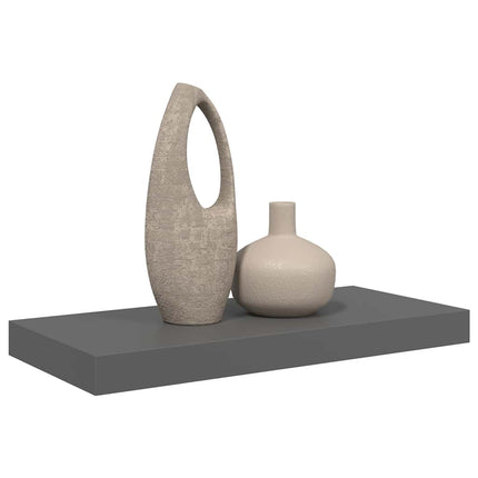 Svävande vägghylla grå högglans 50x23x3,8 cm MDF