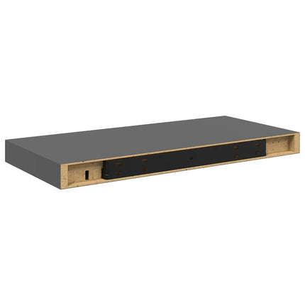 Svävande vägghyllor 2 st grå högglans 50x23x3,8 cm MDF