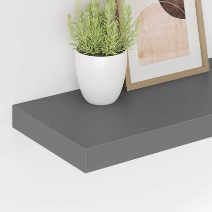 Svävande vägghyllor 4 st grå högglans 50x23x3,8 cm MDF