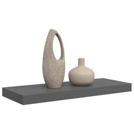 Svävande vägghylla grå högglans 60x23,5x3,8 cm MDF