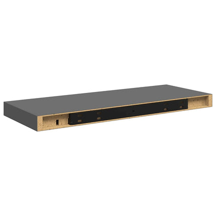 Svävande vägghylla grå högglans 60x23,5x3,8 cm MDF