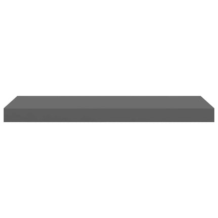 Svävande vägghyllor 2 st grå högglans 60x23,5x3,8 cm MDF