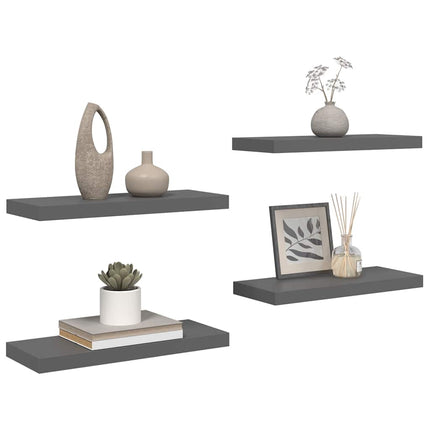 Svävande vägghyllor 4 st grå högglans 60x23,5x3,8 cm MDF