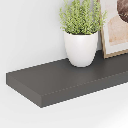 Svävande vägghylla grå högglans 80x23,5x3,8 cm MDF