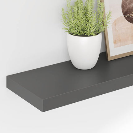 Svävande vägghyllor 2 st grå högglans 80x23,5x3,8 cm MDF