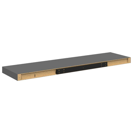 Svävande vägghylla grå högglans 90x23,5x3,8 cm MDF