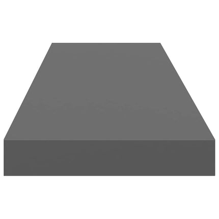 Svävande vägghyllor 2 st grå högglans 90x23,5x3,8 cm MDF
