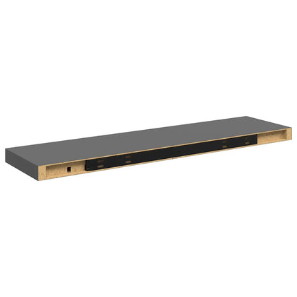 Svävande vägghyllor 2 st grå högglans 90x23,5x3,8 cm MDF