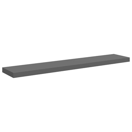 Svävande vägghylla grå högglans 120x23,5x3,8 cm MDF