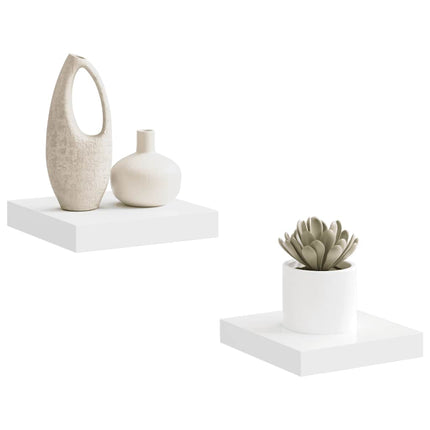 Svävande vägghyllor 2 st vit 23x23,5x3,8 cm MDF