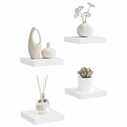 Svävande vägghyllor 4 st vit 23x23,5x3,8 cm MDF