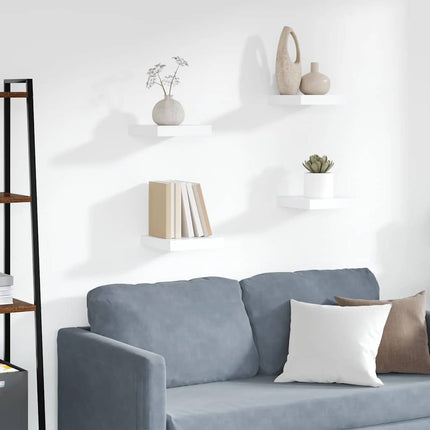 Svävande vägghyllor 4 st vit 23x23,5x3,8 cm MDF