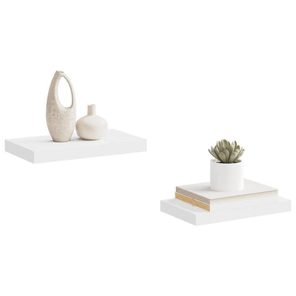 Svävande vägghyllor 2 st vit 40x23x3,8 cm MDF