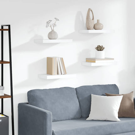 Svävande vägghyllor 4 st vit 40x23x3,8 cm MDF