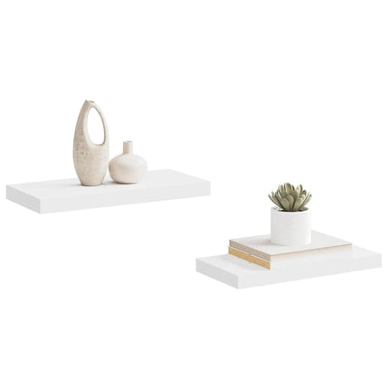 Svävande vägghyllor 2 st vit 50x23x3,8 cm MDF