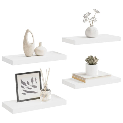 Svävande vägghyllor 4 st vit 50x23x3,8 cm MDF