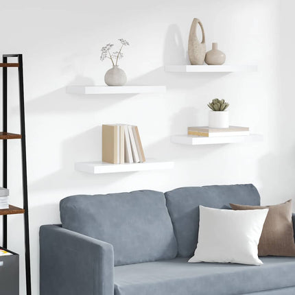 Svävande vägghyllor 4 st vit 50x23x3,8 cm MDF