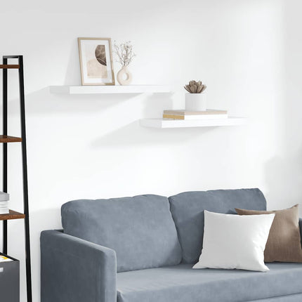 Svävande vägghyllor 2 st vit 60x23,5x3,8 cm MDF