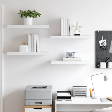Svävande vägghyllor 4 st vit 60x23,5x3,8 cm MDF