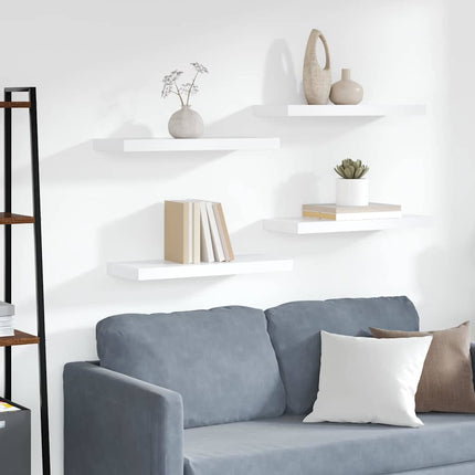 Svävande vägghyllor 4 st vit 60x23,5x3,8 cm MDF