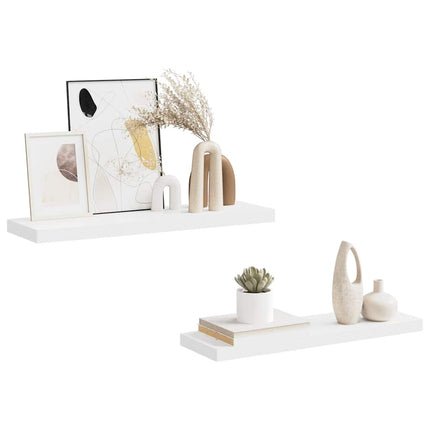 Svävande vägghyllor 2 st vit 80x23,5x3,8 cm MDF