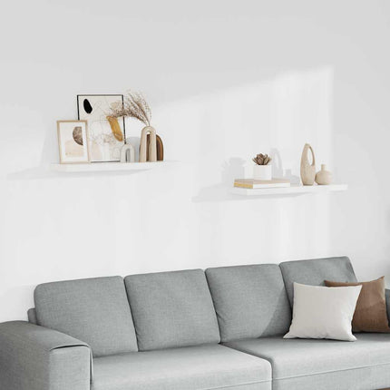 Svävande vägghyllor 2 st vit 80x23,5x3,8 cm MDF