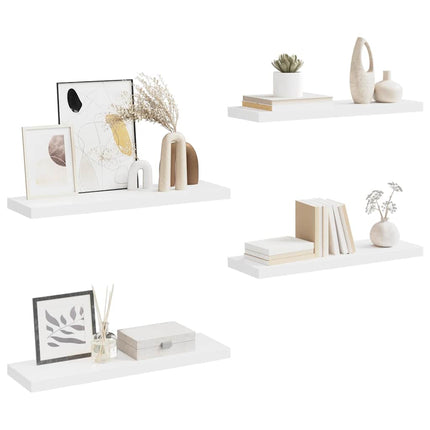 Svävande vägghyllor 4 st vit 80x23,5x3,8 cm MDF