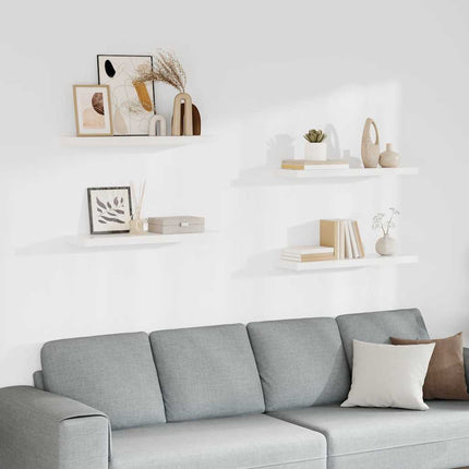 Svävande vägghyllor 4 st vit 80x23,5x3,8 cm MDF