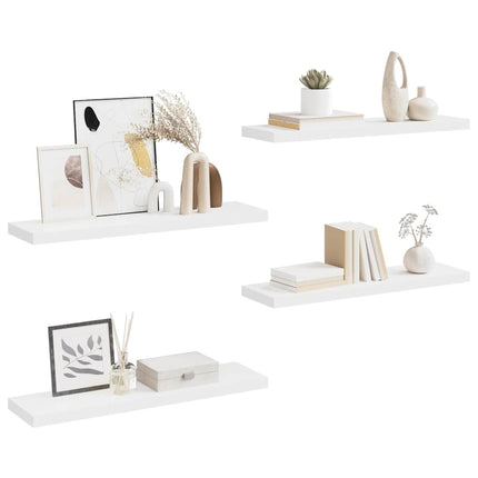 Svävande vägghyllor 4 st vit 90x23,5x3,8 cm MDF