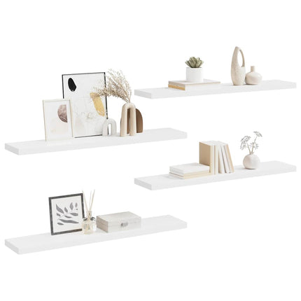 Svävande vägghyllor 4 st vit 120x23,5x3,8 cm MDF