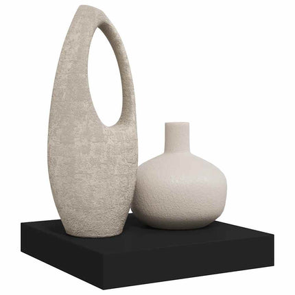 Svävande vägghylla svart 23x23,5x3,8 cm MDF