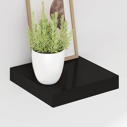 Svävande vägghyllor 2 st svart 23x23,5x3,8 cm MDF