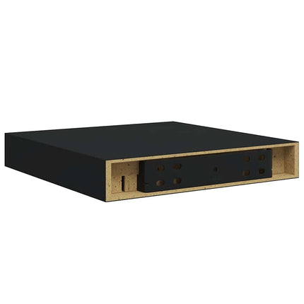 Svävande vägghyllor 2 st svart 23x23,5x3,8 cm MDF